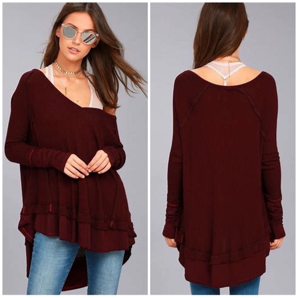 Free People Laguna thermal Burgundy